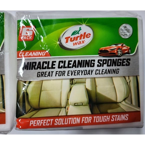 New Turtle Wax Miracle Cleaning 6 Count Quality Sponges For Tough Stains 2 Pack - Picture 2 of 5